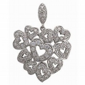 Серебряная подвеска "Сердца" с фианитами черного халцедона и черного алмаза инфо 12722r.
